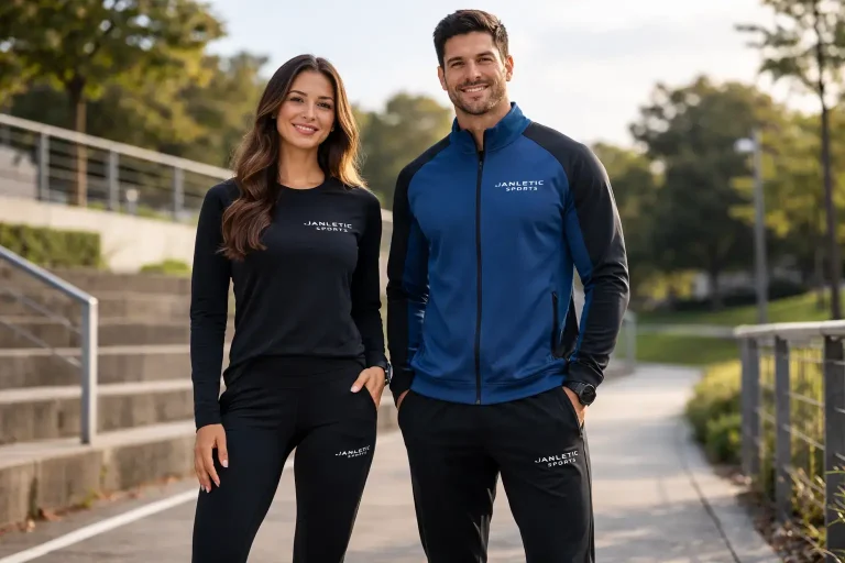 Private label activewear manufacturer in Pakistan showing custom leggings, shirts, joggers and jackets