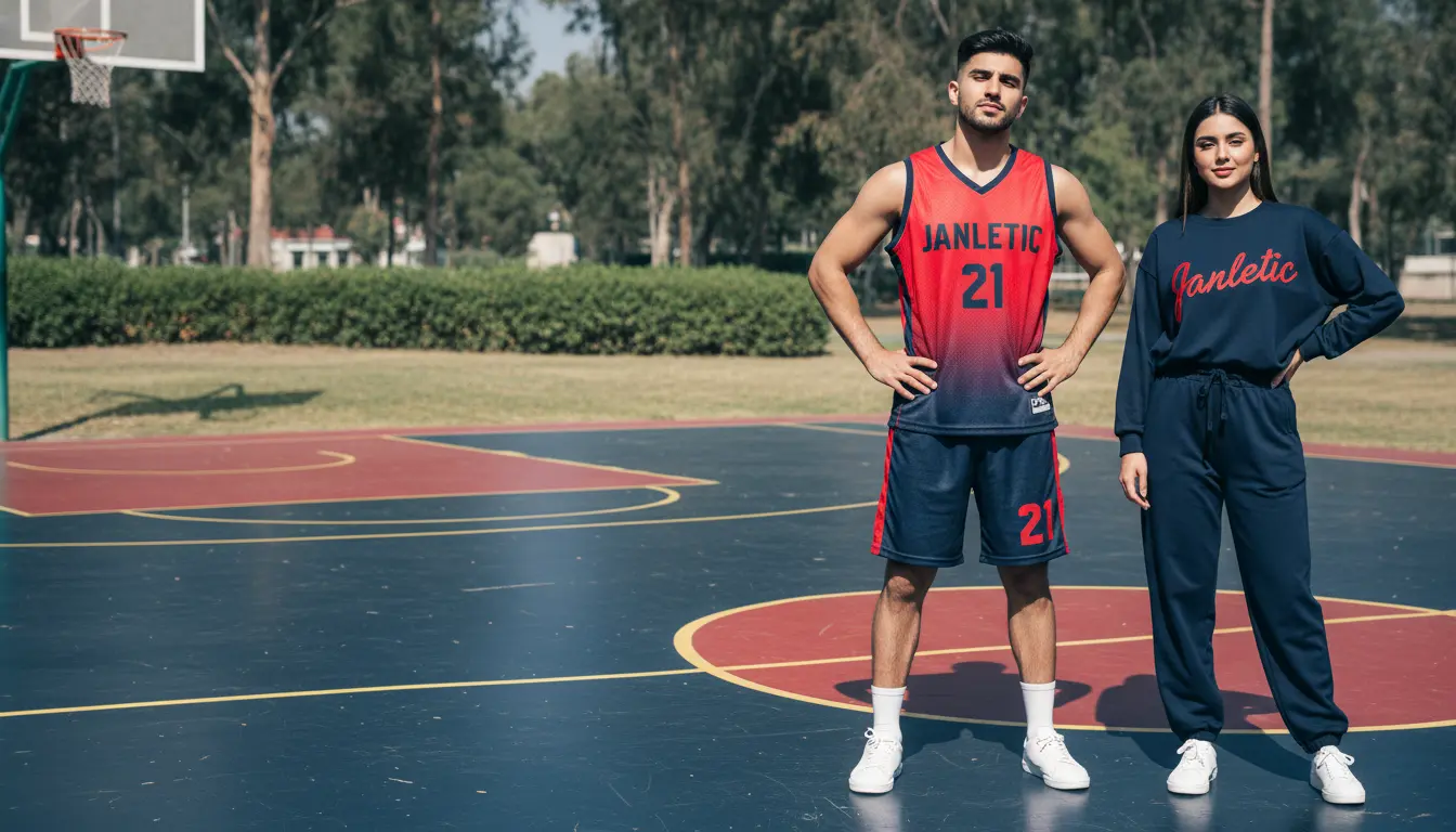 Athletes wearing custom sportswear and activewear manufactured by Janletic Sports